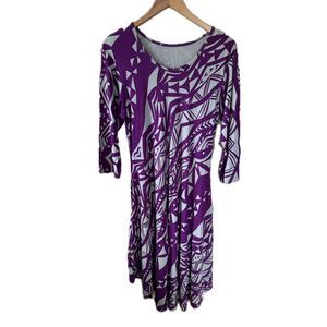 Missing Polynesia Women's Hawaiian Tribal Stretch Fit Flare Midi Dress L/XL